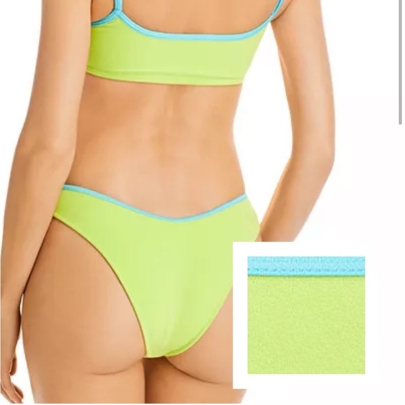Frankies Bikinis Siren Enzo Terry Bottom Size Large New NWT Neon Green Blue - Picture 5 of 10